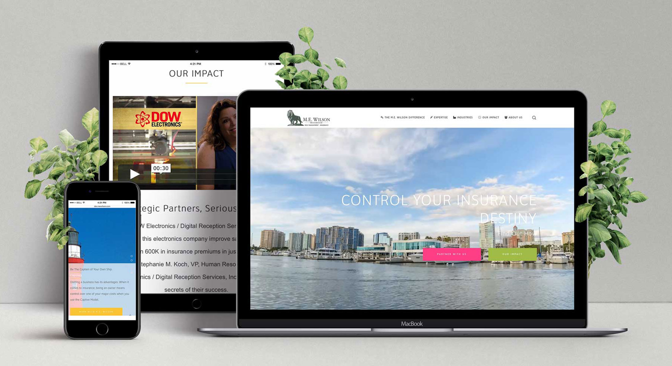 Responsive website design shown on laptop, tablet and smartphone