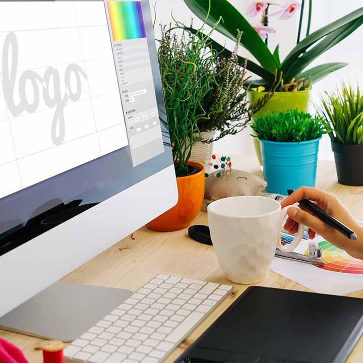 Designer creating logo